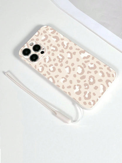 Leopard Print Silicone TPU 1pc Purple TPU Leopard Print Shockproof Phone Case And 1pc Purple Silicone Wrist Strap, Compatible With Apple/Android Smartphones Including 13/13 Pro/13 Pro Max, 16 Pro Max