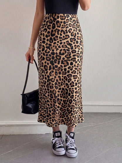 Leopard Print Skirt, Party Wear, Women's Clothing, Office Wear,, Music Festival Outfit, Casual Outdoor Wear, Women's Street Fashion, Autumn Women's Sc