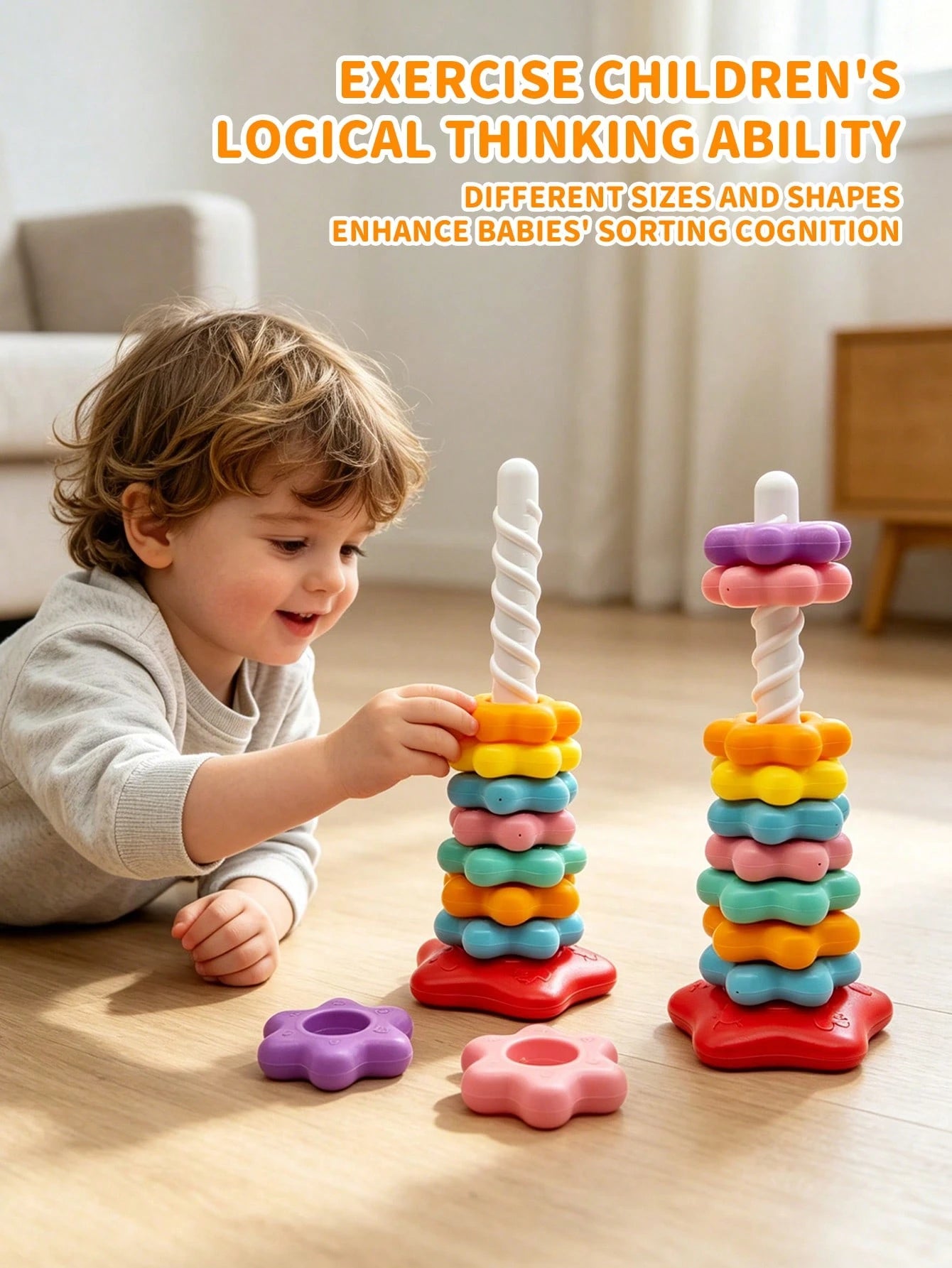 Letter & Number Star Stackable Ring Toy, Burr-Free Plastic Material, Distinct Colors With Cognitive Imprints; Suitable For Children, Indoor Desktop Leisure Play, Character & Color Recognition, Fine Mo