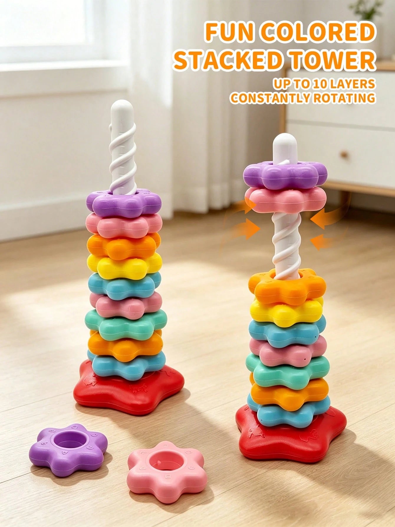 Letter & Number Star Stackable Ring Toy, Burr-Free Plastic Material, Distinct Colors With Cognitive Imprints; Suitable For Children, Indoor Desktop Leisure Play, Character & Color Recognition, Fine Mo