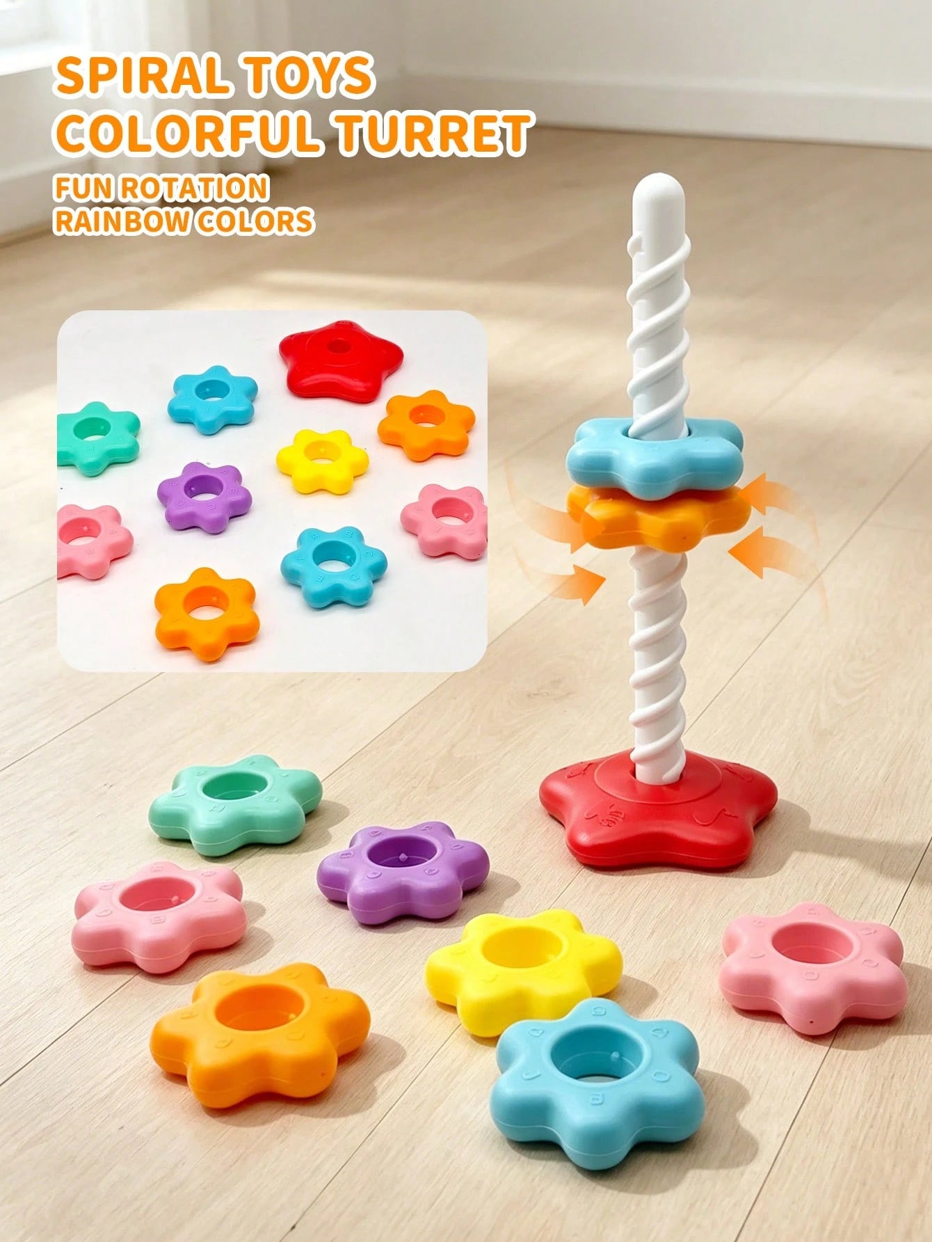 Letter & Number Star Stackable Ring Toy, Burr-Free Plastic Material, Distinct Colors With Cognitive Imprints; Suitable For Children, Indoor Desktop Leisure Play, Character & Color Recognition, Fine Mo