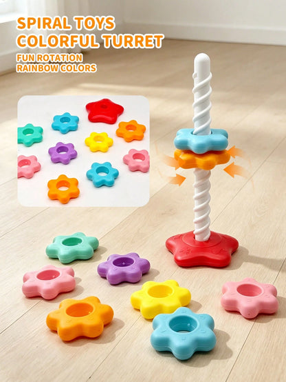 Letter & Number Star Stackable Ring Toy, Burr-Free Plastic Material, Distinct Colors With Cognitive Imprints; Suitable For Children, Indoor Desktop Leisure Play, Character & Color Recognition, Fine Mo