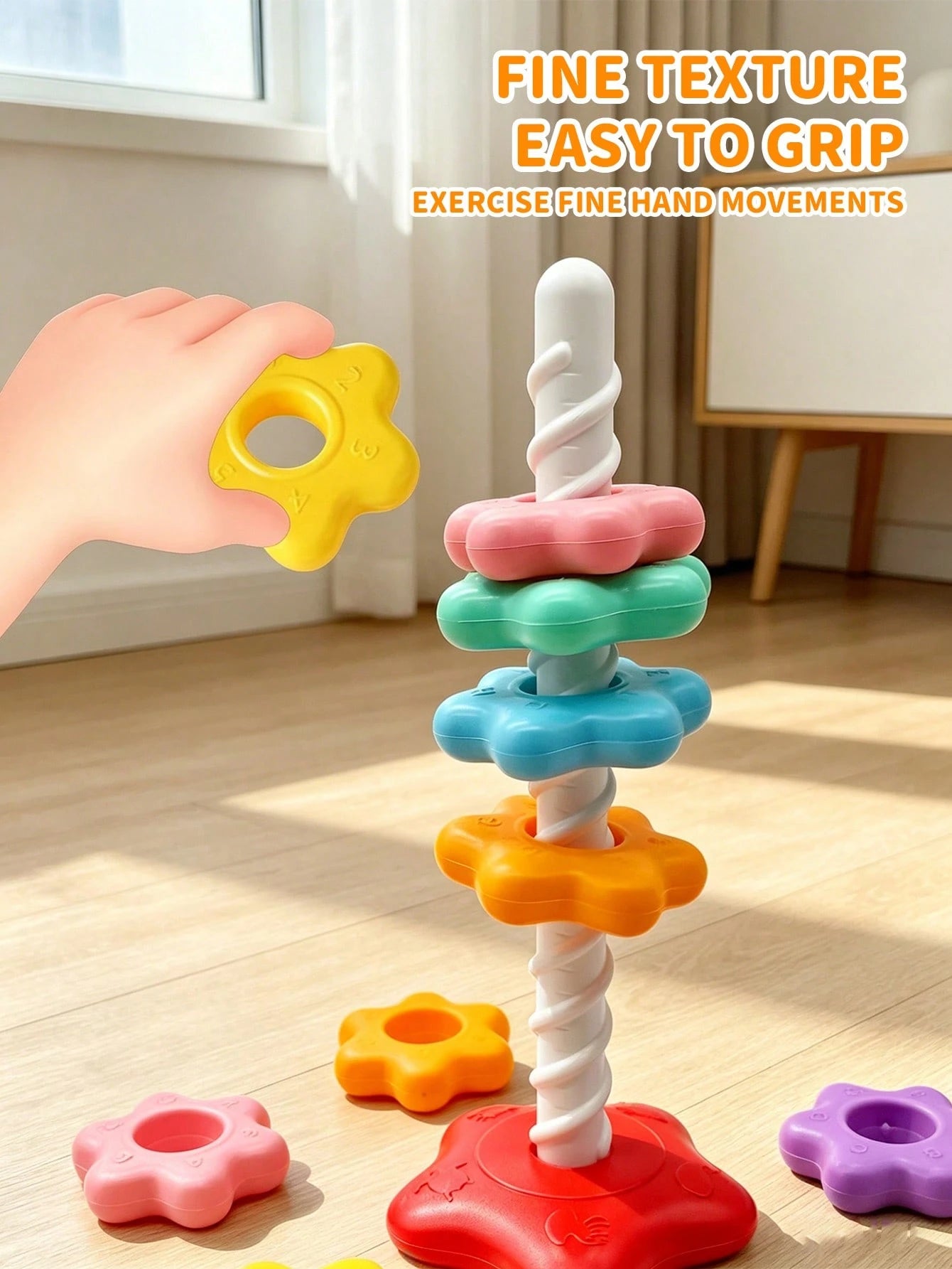 Letter & Number Star Stackable Ring Toy, Burr-Free Plastic Material, Distinct Colors With Cognitive Imprints; Suitable For Children, Indoor Desktop Leisure Play, Character & Color Recognition, Fine Mo
