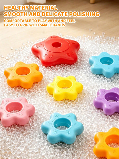 Letter & Number Star Stackable Ring Toy, Burr-Free Plastic Material, Distinct Colors With Cognitive Imprints; Suitable For Children, Indoor Desktop Leisure Play, Character & Color Recognition, Fine Mo
