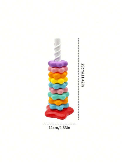 Letter & Number Star Stackable Ring Toy, Burr-Free Plastic Material, Distinct Colors With Cognitive Imprints; Suitable For Children, Indoor Desktop Leisure Play, Character & Color Recognition, Fine Mo