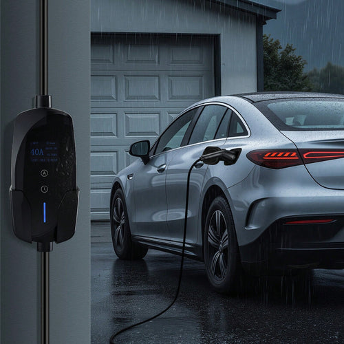 Level 2 EV Charger, 40 Amp Adjustable Current, 240V Electric Vehicle Portable Charger With 25 Ft Charging Cable, LCD Display, NEMA 14-50P Plug, Plug-In Home Car Charging Station For SAE J1772 EV