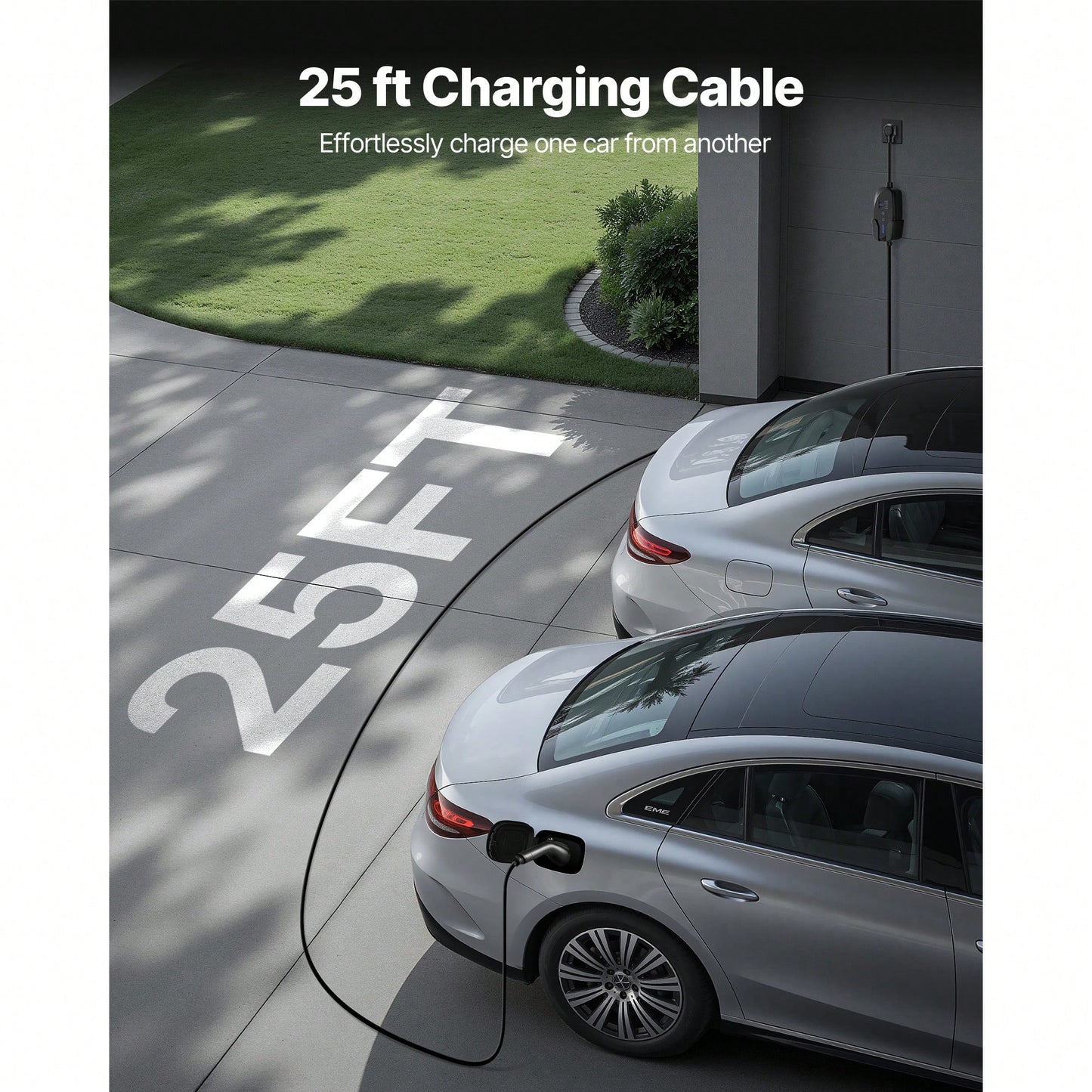 Level 2 EV Charger, 40 Amp Adjustable Current, 240V Electric Vehicle Portable Charger With 25 Ft Charging Cable, LCD Display, NEMA 14-50P Plug, Plug-In Home Car Charging Station For SAE J1772 EV