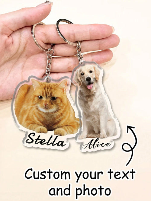 LICVIC 1pc/3pcs Personalized Acrylic Keychain, Custom Name Photo Keychain, Women Backpack Pendant, Custom Pet Keychains, Cat Dog Key Tags, Birthday Gift
