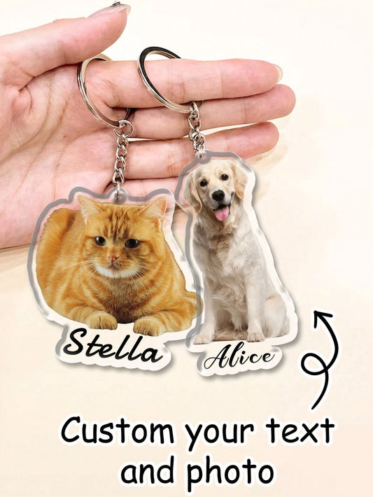 LICVIC 1pc/3pcs Personalized Acrylic Keychain, Custom Name Photo Keychain, Women Backpack Pendant, Custom Pet Keychains, Cat Dog Key Tags, Birthday Gift