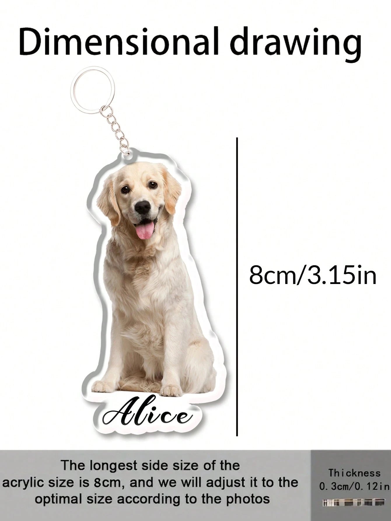 LICVIC 1pc/3pcs Personalized Acrylic Keychain, Custom Name Photo Keychain, Women Backpack Pendant, Custom Pet Keychains, Cat Dog Key Tags, Birthday Gift
