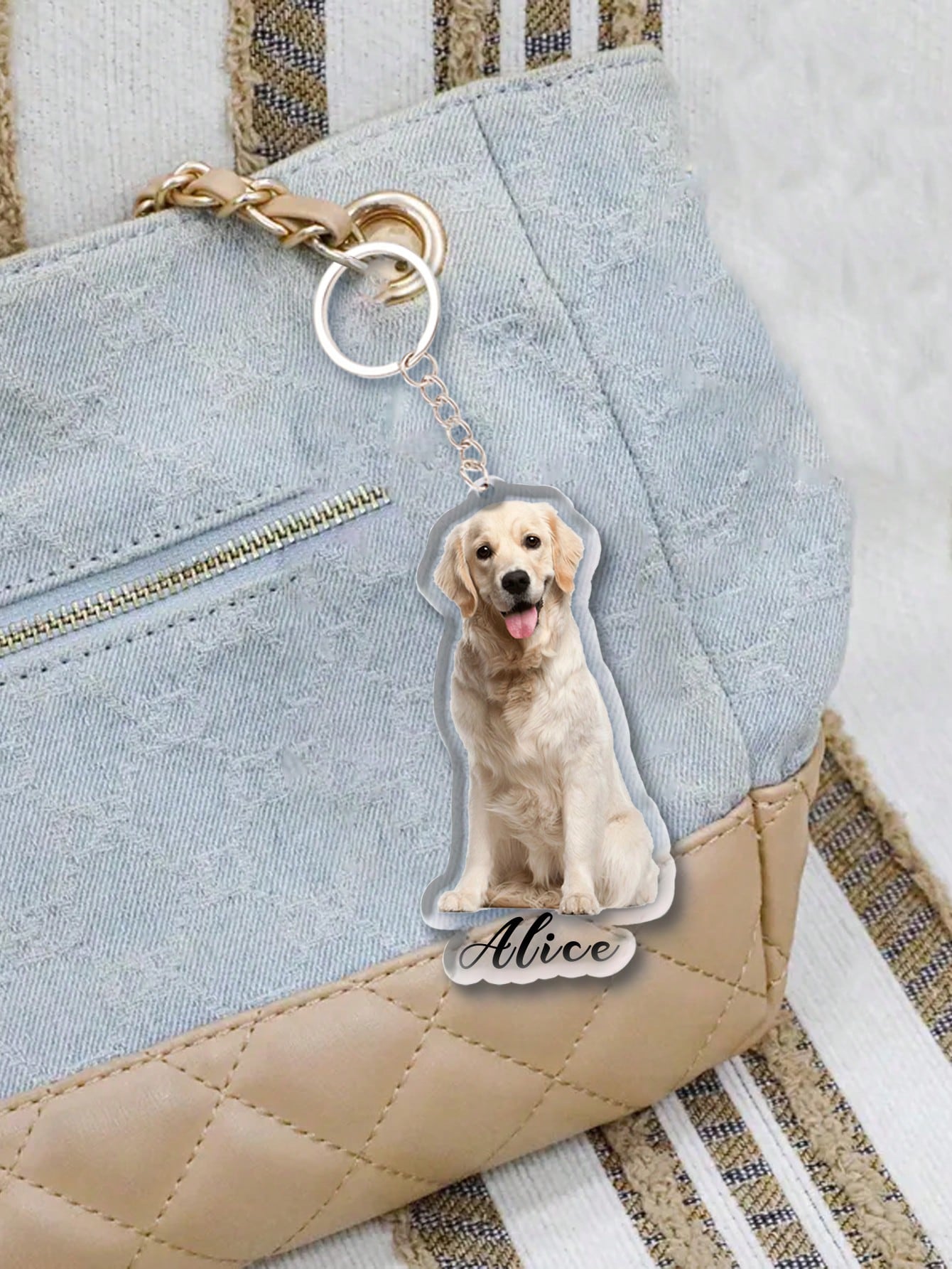 LICVIC 1pc/3pcs Personalized Acrylic Keychain, Custom Name Photo Keychain, Women Backpack Pendant, Custom Pet Keychains, Cat Dog Key Tags, Birthday Gift