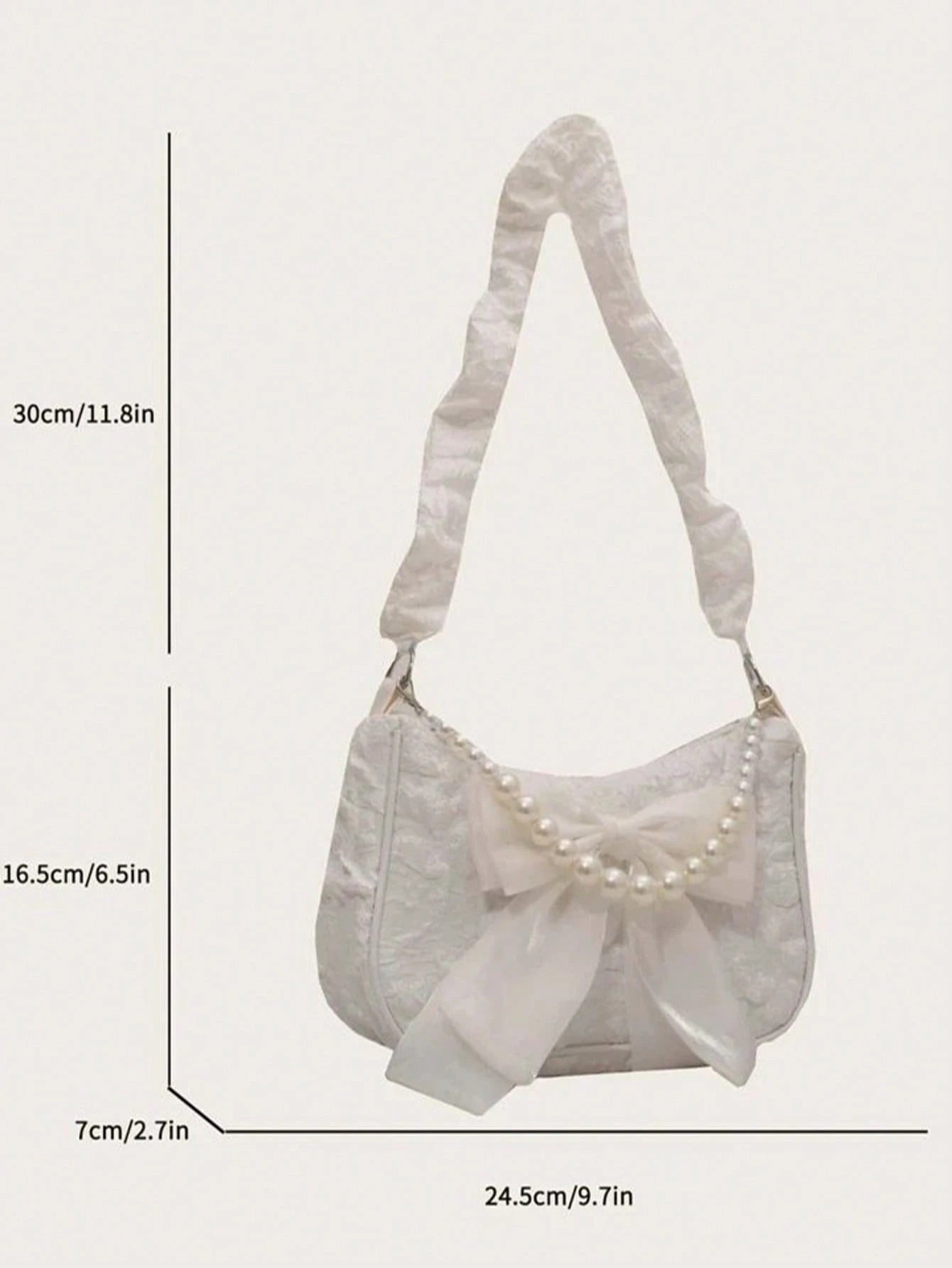 Lightweight Business Casual Diamond Grid Princess Style Faux Pearl Rhinestone Handbag, Decorated With Faux Pearl Chain And Jacquard Bow, Suitable For Party, Wedding, Prom And Formal Occasions, Can Hol
