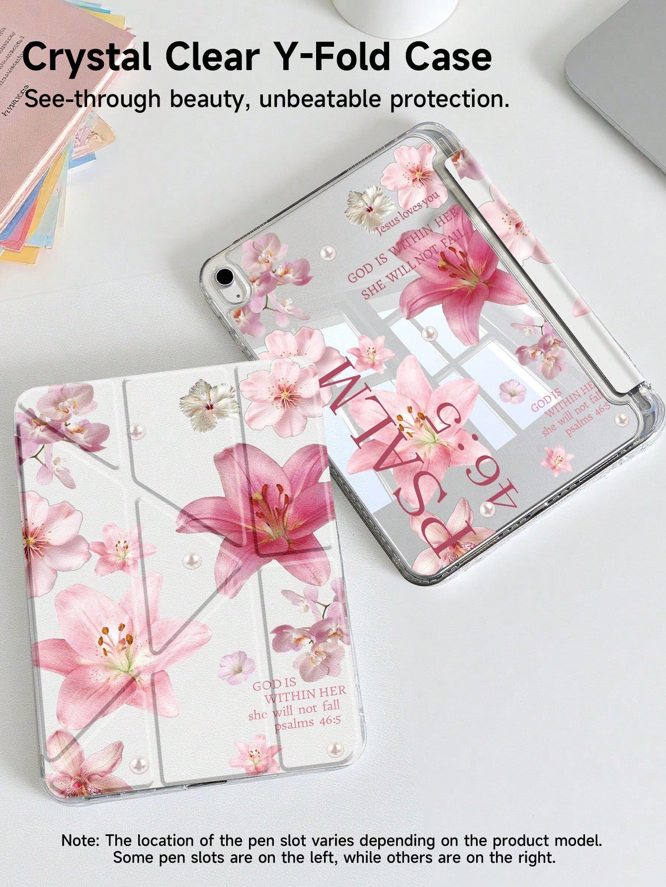 Lily Flower Pattern & Slogan Tablet Protective Case Compatible With Ipad Air 11" M3 2025/M2 2024, Air 5th Gen 2022, (A16) 11" 11th Gen 2025, Galaxy Tab, Kindle Paperwhite 12th Gen 2024, Transparent Ba