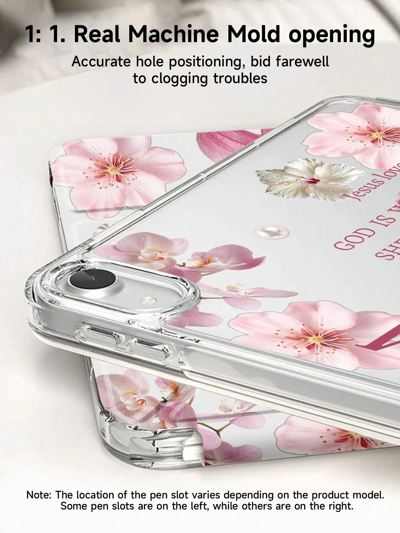 Lily Flower Pattern & Slogan Tablet Protective Case Compatible With Ipad Air 11" M3 2025/M2 2024, Air 5th Gen 2022, (A16) 11" 11th Gen 2025, Galaxy Tab, Kindle Paperwhite 12th Gen 2024, Transparent Ba