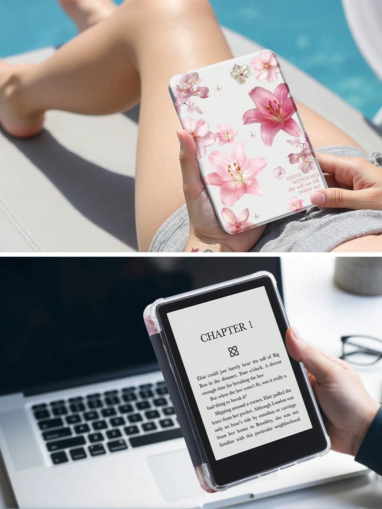 Lily Flower Pattern & Slogan Tablet Protective Case Compatible With Ipad Air 11" M3 2025/M2 2024, Air 5th Gen 2022, (A16) 11" 11th Gen 2025, Galaxy Tab, Kindle Paperwhite 12th Gen 2024, Transparent Ba