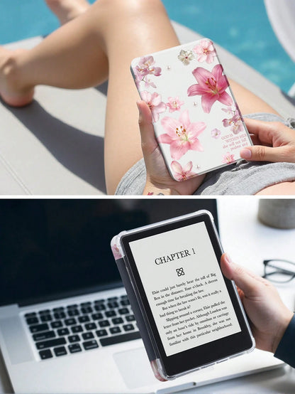 Lily Flower Pattern & Slogan Tablet Protective Case Compatible With Ipad Air 11" M3 2025/M2 2024, Air 5th Gen 2022, (A16) 11" 11th Gen 2025, Galaxy Tab, Kindle Paperwhite 12th Gen 2024, Transparent Ba
