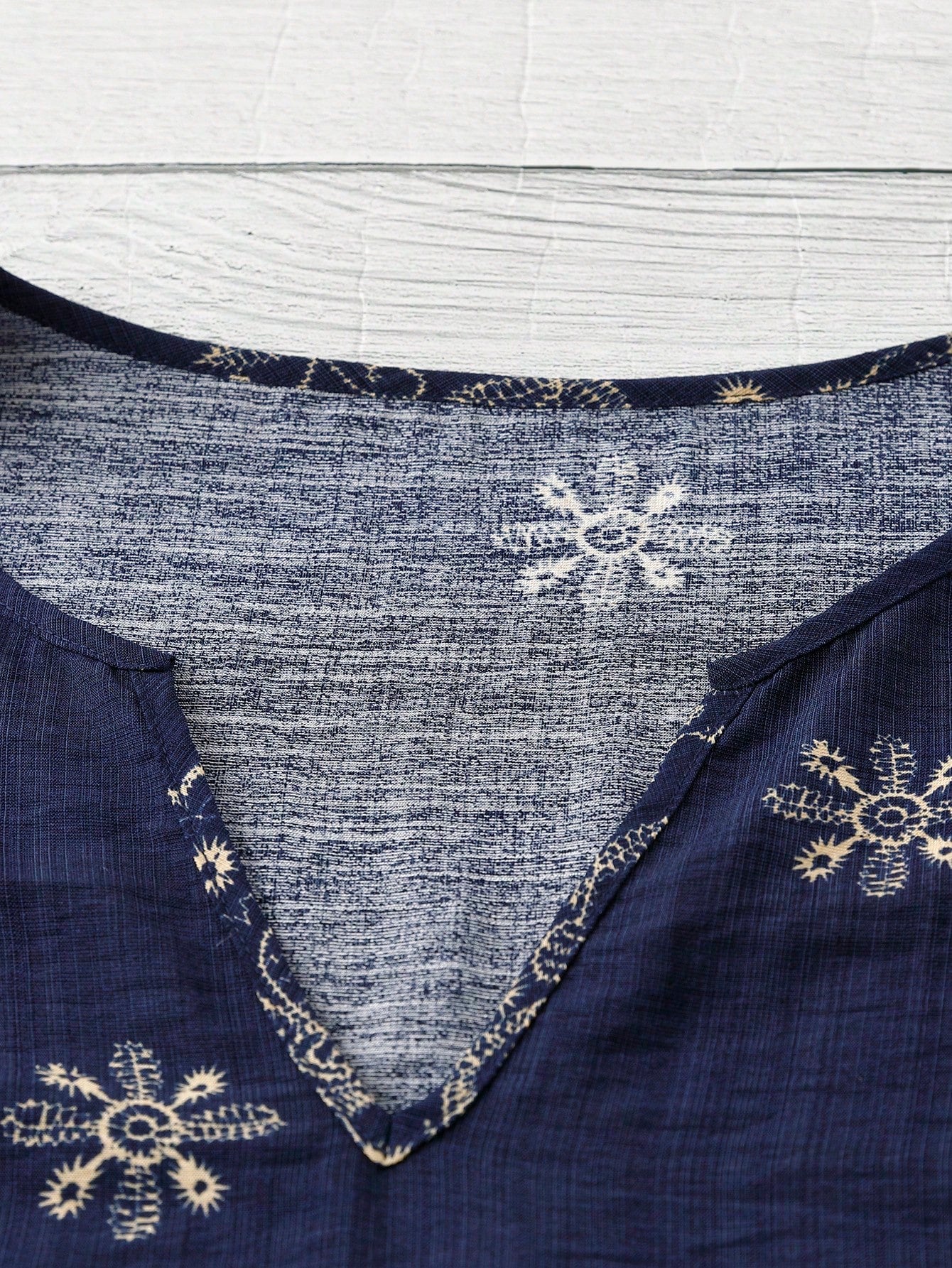 Linhara Plus Size Women's Summer Navy Blue Printed Casual Blouses,Boho Vacation Holiday Linen Shirt, Chic,Spring Sleeveless Ruffle Tops