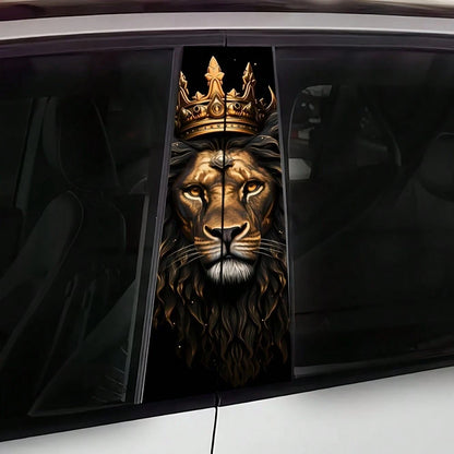 Lion King Pattern PVC Car Vinyl Decals, Easy Apply & Removable Auto B-Pillar Protective Stickers, Waterproof Durable For Glass Metal Plastic Surfaces, Packed With Bubble Column Protection