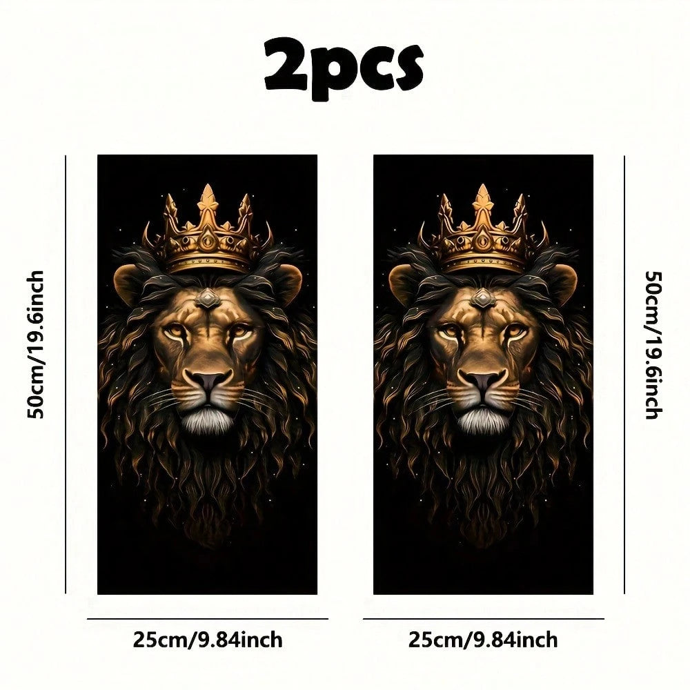 Lion King Pattern PVC Car Vinyl Decals, Easy Apply & Removable Auto B-Pillar Protective Stickers, Waterproof Durable For Glass Metal Plastic Surfaces, Packed With Bubble Column Protection