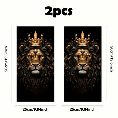 Lion King Pattern PVC Car Vinyl Decals, Easy Apply & Removable Auto B-Pillar Protective Stickers, Waterproof Durable For Glass Metal Plastic Surfaces, Packed With Bubble Column Protection