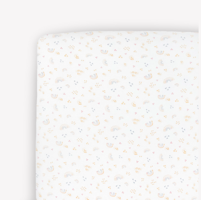 Little Unicorn Stretch Knit Crib Sheet - Rainbows