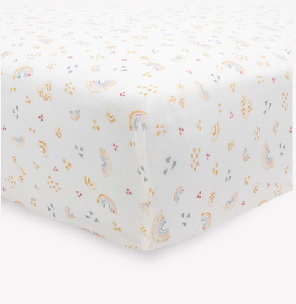Little Unicorn Stretch Knit Crib Sheet - Rainbows