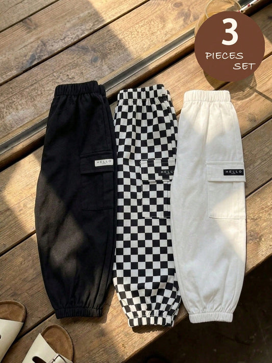 LMoss Kids Baby Boy Letter Print Casual Loose Drawstring Pants