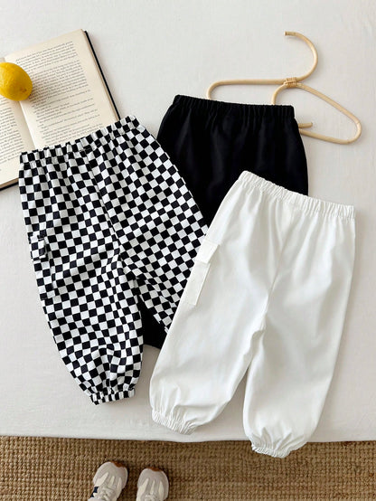 LMoss Kids Baby Boy Letter Print Casual Loose Drawstring Pants