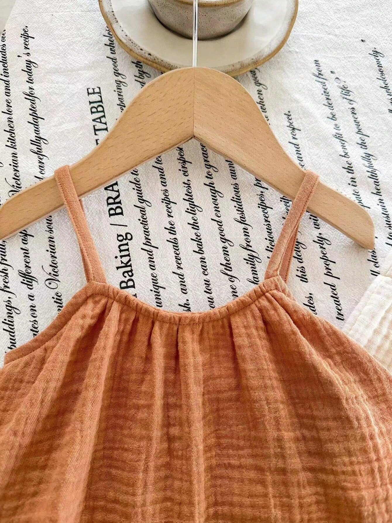 LMoss Kids LMoss 2pcs Baby Girl Woven Solid Color Camisole Top And Long Pants Set, Baby Girl