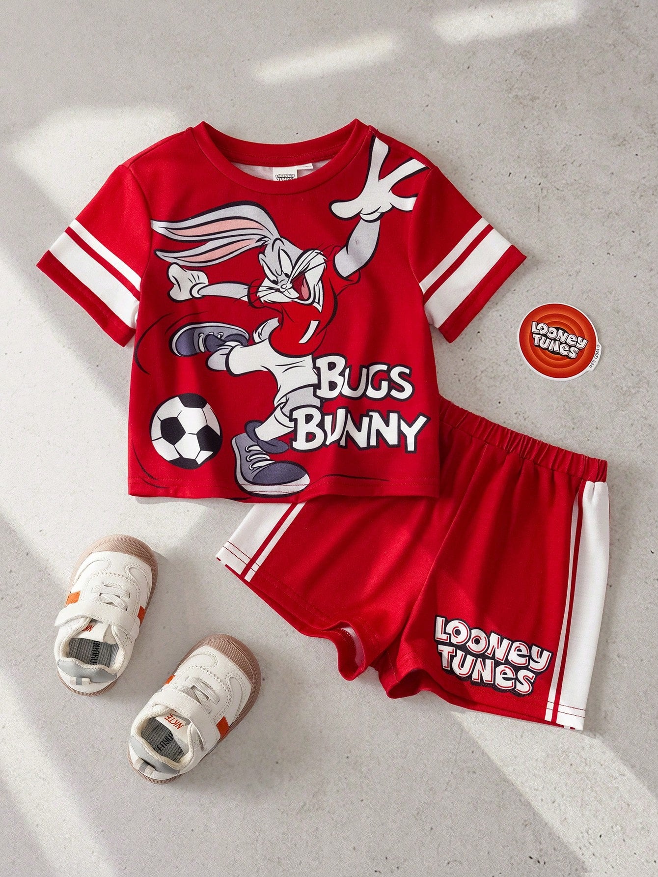 LOONEY TUNES X 2pcs Baby Boy Letter Print Short Sleeve T-Shirt And Shorts Casual Outfit