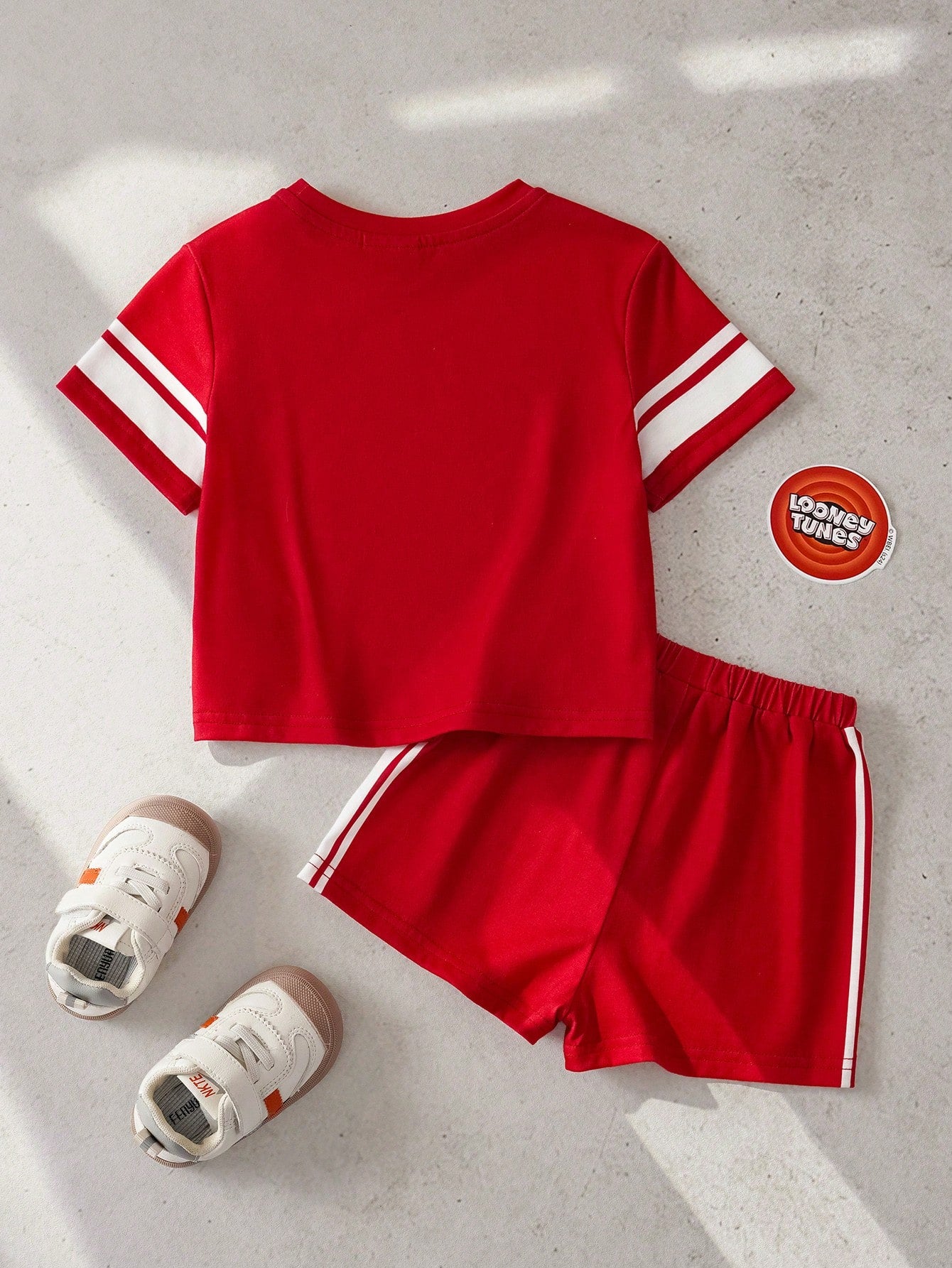 LOONEY TUNES X 2pcs Baby Boy Letter Print Short Sleeve T-Shirt And Shorts Casual Outfit