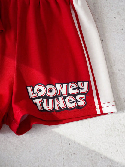 LOONEY TUNES X 2pcs Baby Boy Letter Print Short Sleeve T-Shirt And Shorts Casual Outfit