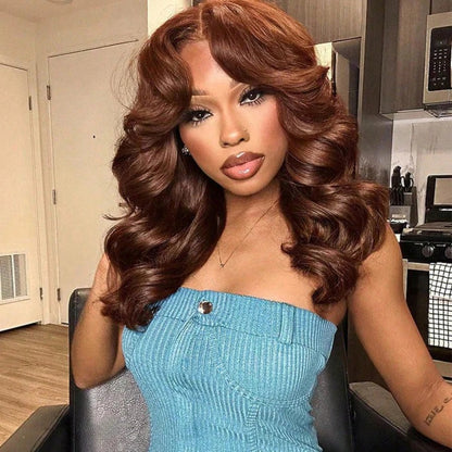 Loose Body Wave Short Bob Wig 13x4 Lace Front Wigs Human Hair 200% Density HD Lace Front Wigs Human Hair Pre Plucked Glueless Wig Virgin Human Hair Wigs For Women #4 Chocolate Brown Colored Bob Wigs