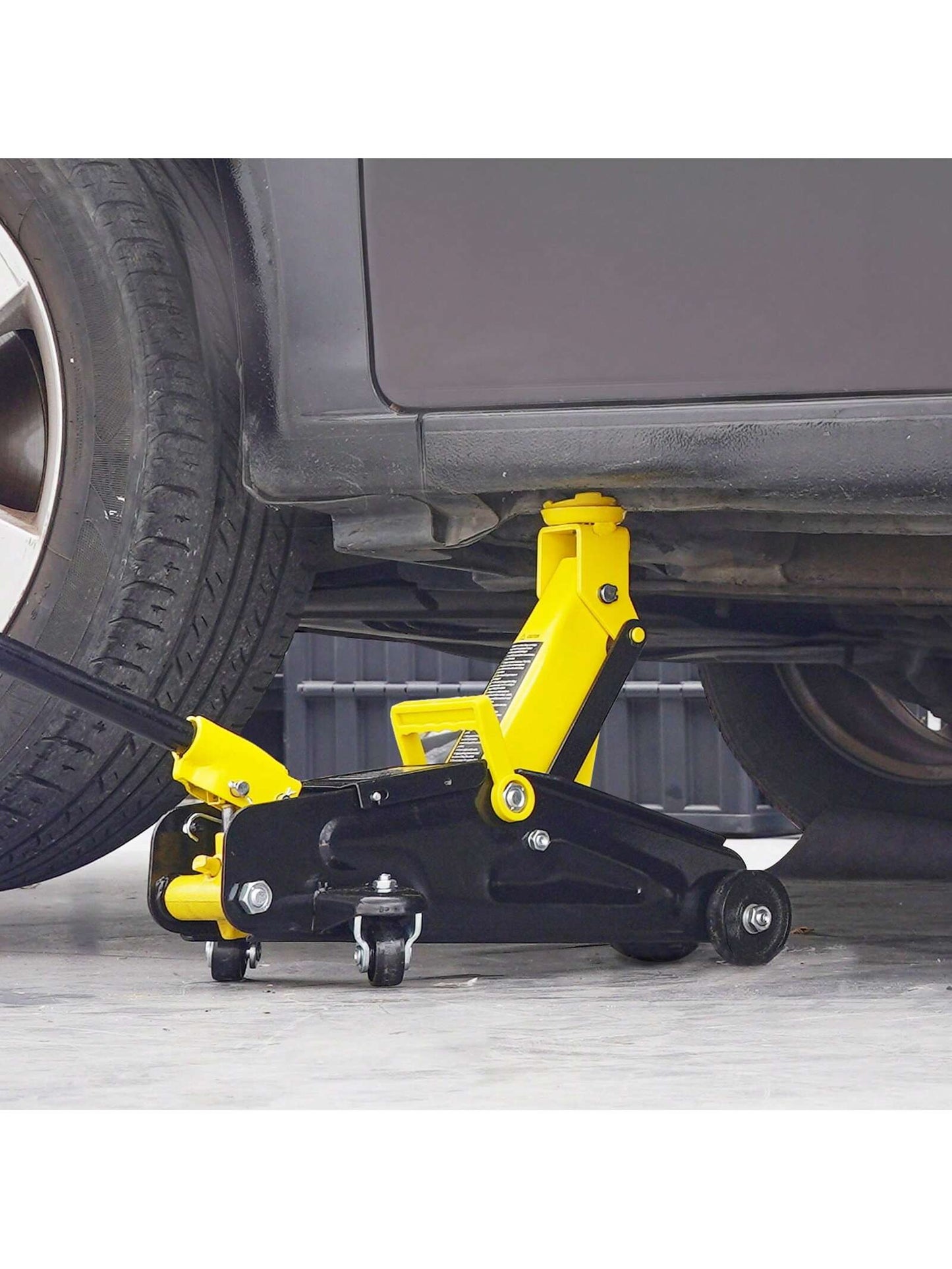 Low Profile Floor Jack, Heavy Duty Aluminum Hydraulic Racing Floor Jack, Hydraulic Car Jack, Single Dual Piston Quick Lift Pump, Height Lifting Range (Yellow)