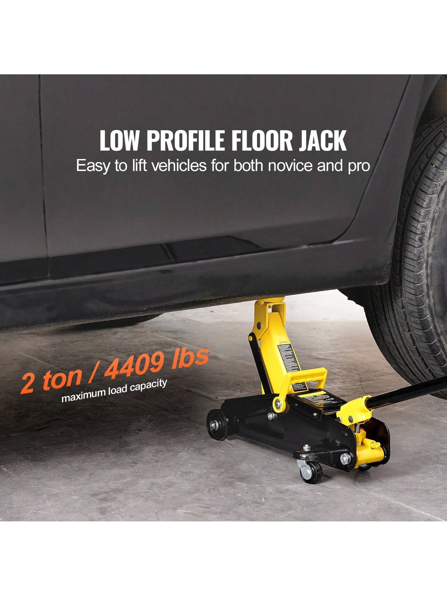 Low Profile Floor Jack, Heavy Duty Aluminum Hydraulic Racing Floor Jack, Hydraulic Car Jack, Single Dual Piston Quick Lift Pump, Height Lifting Range (Yellow)