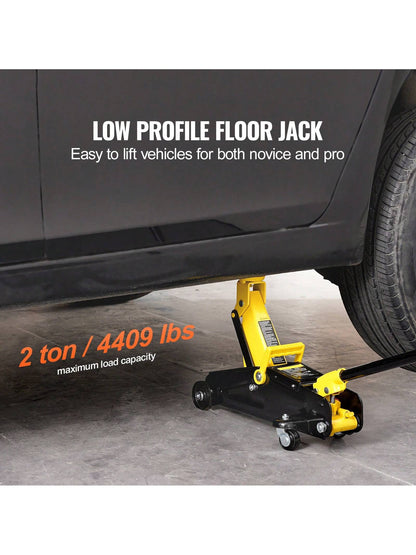 Low Profile Floor Jack, Heavy Duty Aluminum Hydraulic Racing Floor Jack, Hydraulic Car Jack, Single Dual Piston Quick Lift Pump, Height Lifting Range (Yellow)