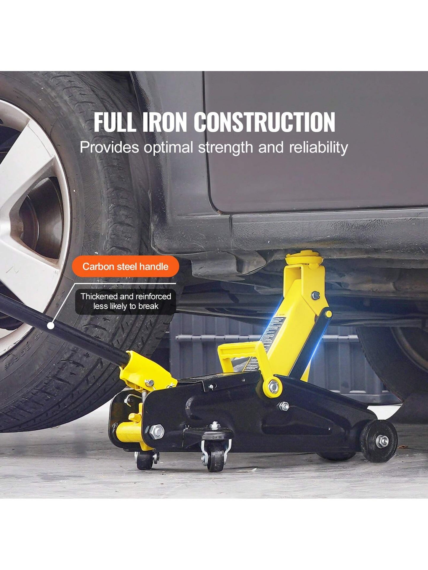 Low Profile Floor Jack, Heavy Duty Aluminum Hydraulic Racing Floor Jack, Hydraulic Car Jack, Single Dual Piston Quick Lift Pump, Height Lifting Range (Yellow)