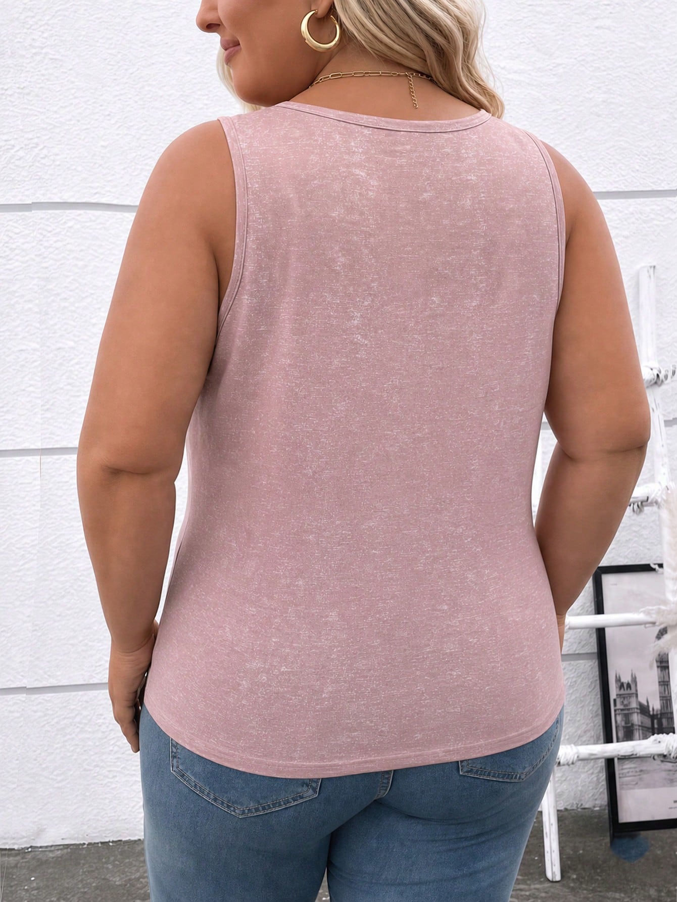LUNE New Plus Size Women's Fashion Versatile Round Neck Colorblock Striped Print Tank Top