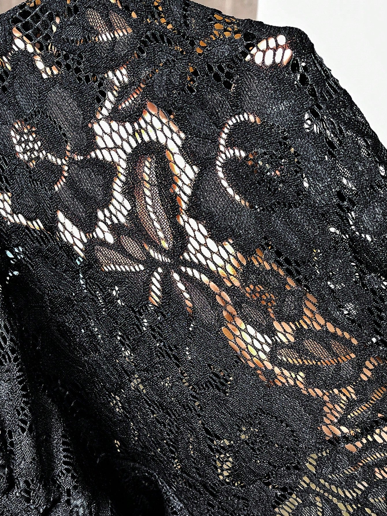 LUNE Plus Size Black Lace Off Shoulder Blouse Fall