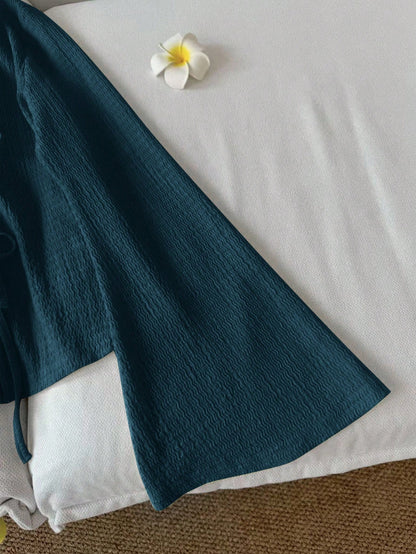 LUNE Women's Casual Solid Color Tie Flare Sleeve Top Green Top Dark Green Top Knit Top Green Cardigan Cottagecore Clothes,Casual
