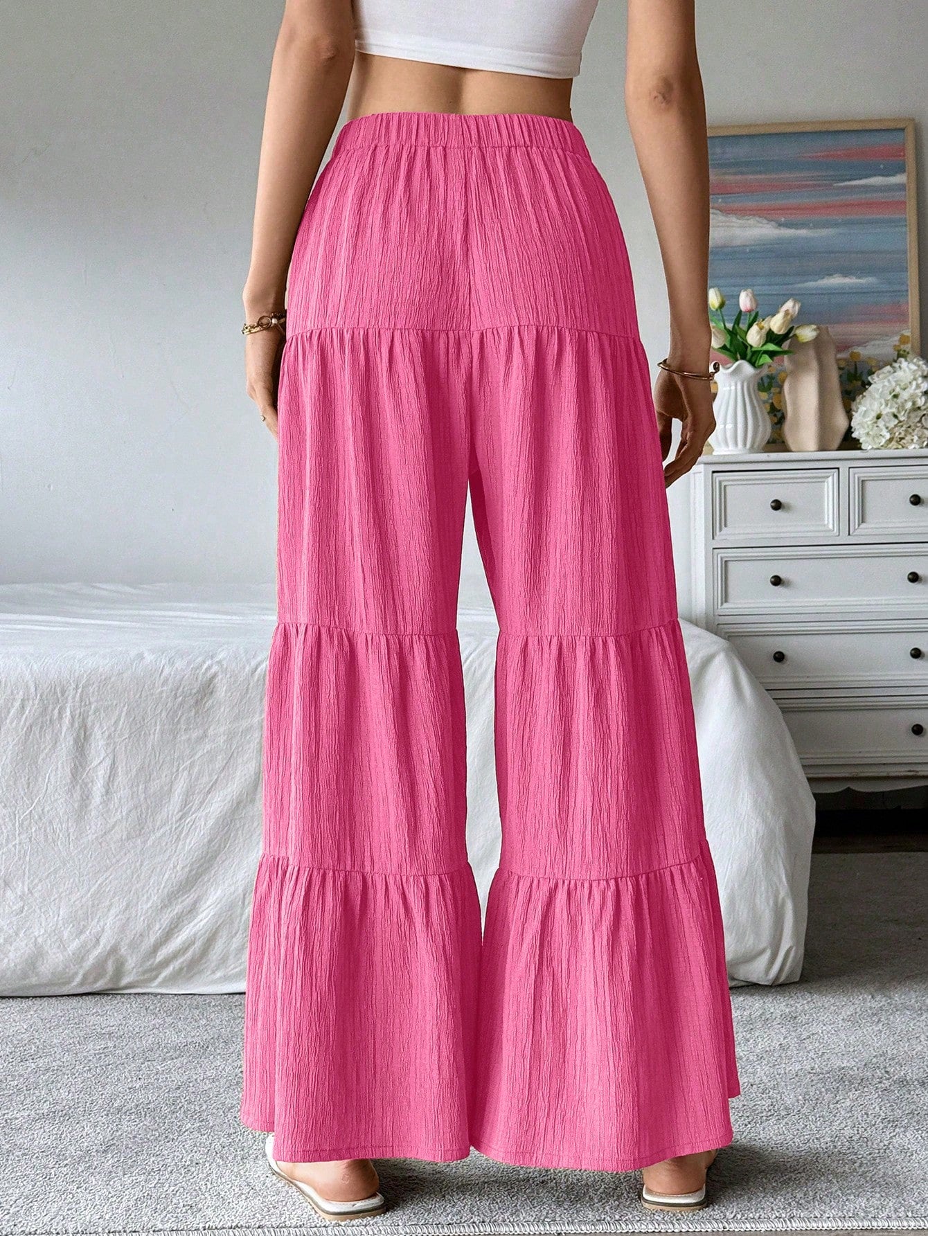 LUNE Women's Elegant Textured Casual Comfortable Long Pants Fall Cloth For Women