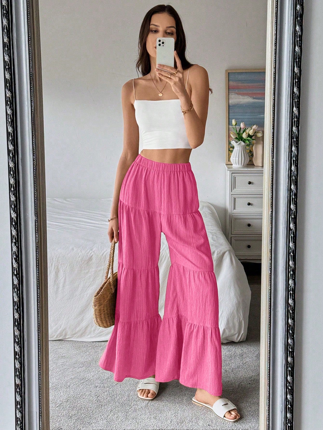 LUNE Women's Elegant Textured Casual Comfortable Long Pants Fall Cloth For Women