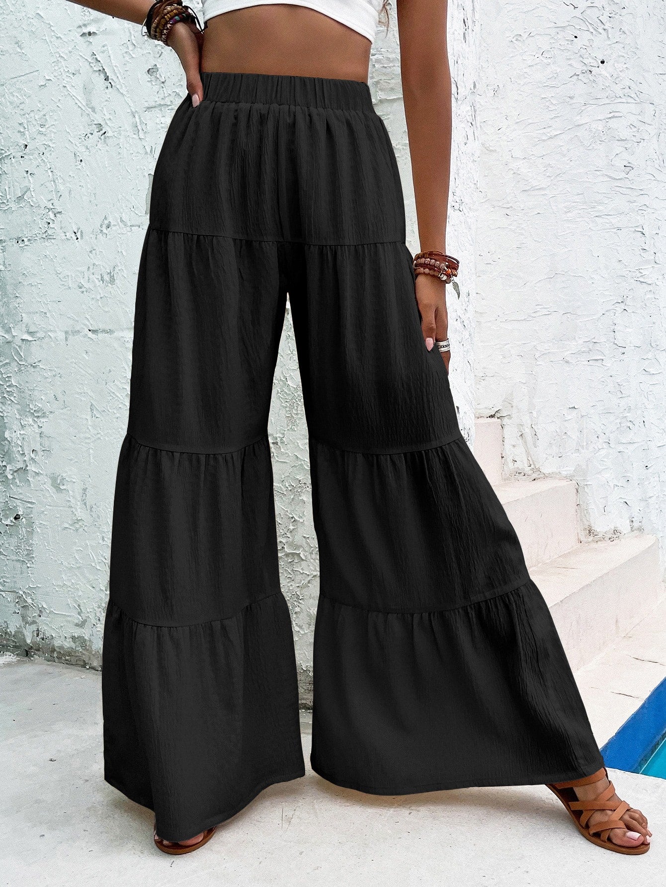 LUNE Women's Elegant Textured Casual Comfortable Long Pants Fall Cloth For Women