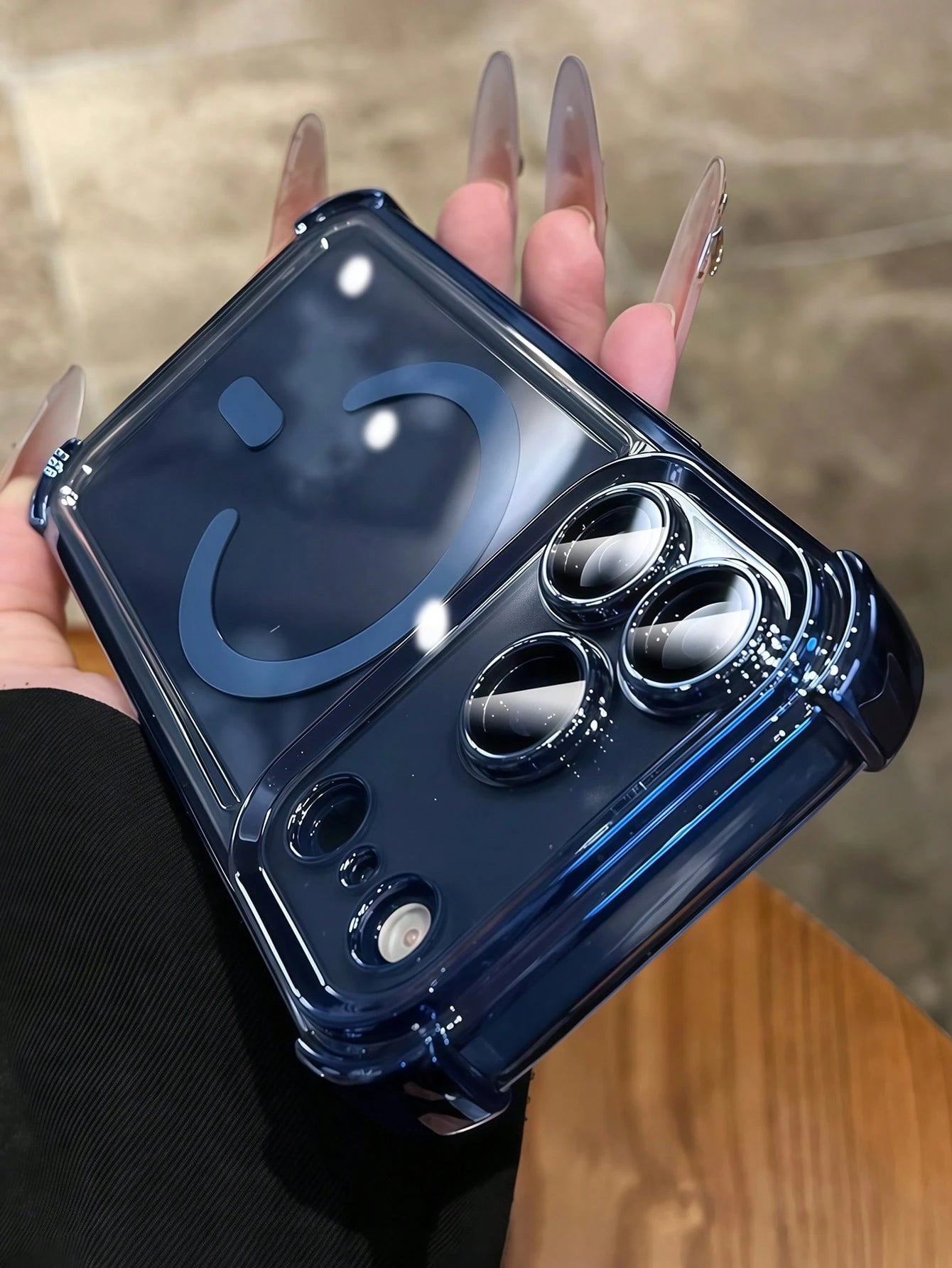 Luxury Blue Magnetic Style Translucent Shockproof Phone Case With Camera Lens Protection Supports Magnetic Wireless Charging Compatible With IPhone 17 Pro Max 17 Pro 17 16 15 14 13 Pro Max Provides Fu