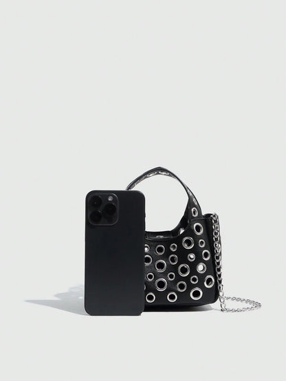 Luxury Designer Handbag- Soft Touch PU Leather, Crossbody Shoulder Bag With Top Handle And Adjustable Strap, Fashionable Spacious Women Rivet Tote