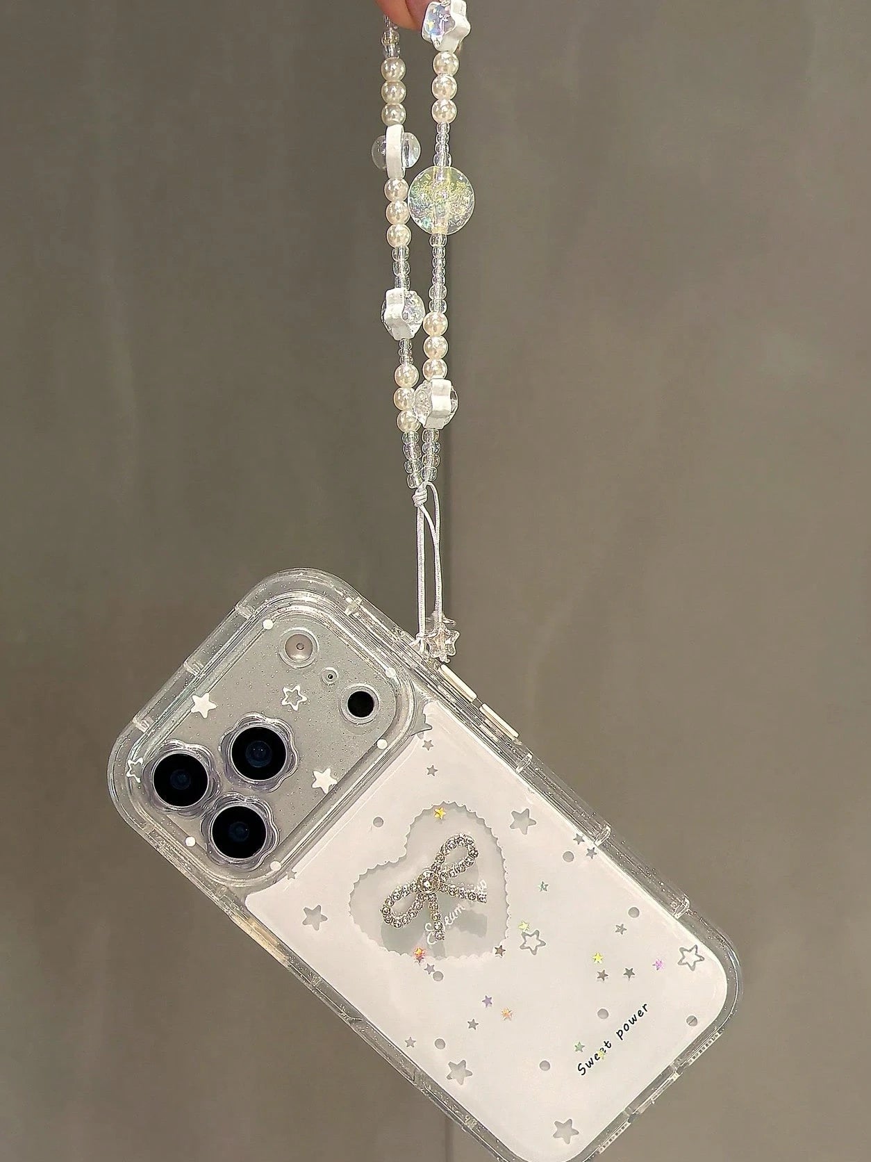 Luxury White Star Elements Fashion Phone Cases Transparent Phone Case With Star Patterns And Glitter Rhinestones Compatible With Iphone 16 Pro Max 15 New 14 13 Niche Women Full Coverage Anti-Fall Spri