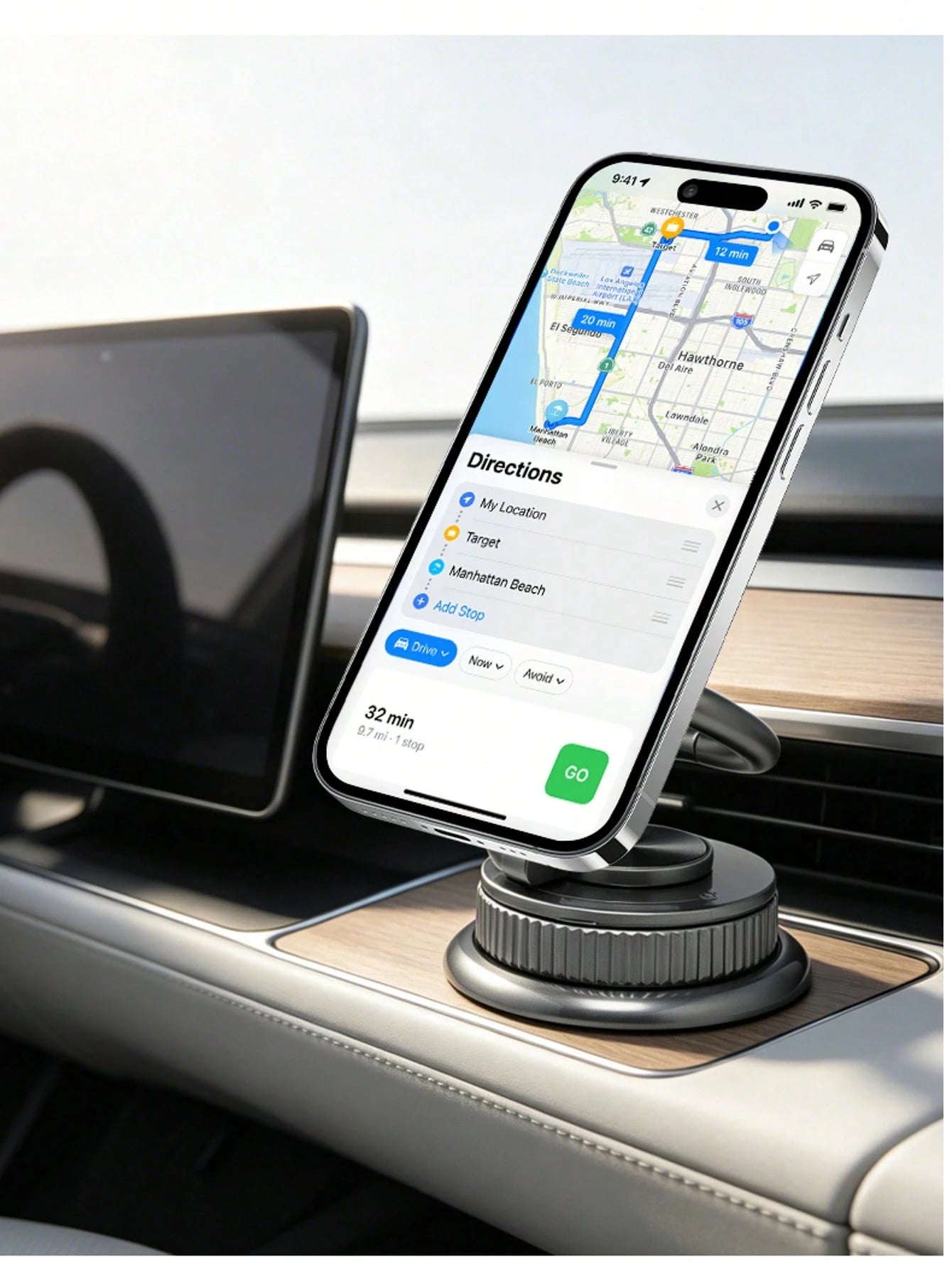 Magnetic Car Phone Mount, 1080° Tri-Axial Foldable Zinc Alloy MagSafe Car Mount, Nano Gel Sticky Dashboard Phone Holder For All MagSafe Compatible Phones