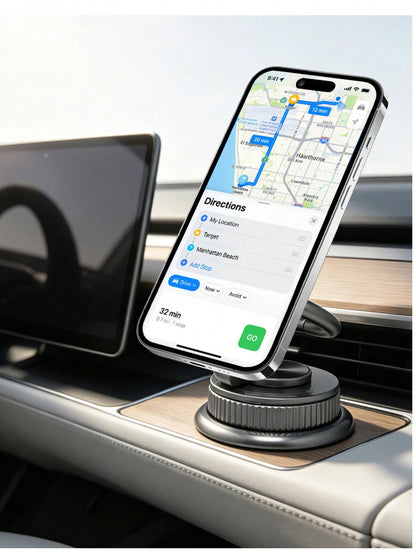 Magnetic Car Phone Mount, 1080° Tri-Axial Foldable Zinc Alloy MagSafe Car Mount, Nano Gel Sticky Dashboard Phone Holder For All MagSafe Compatible Phones