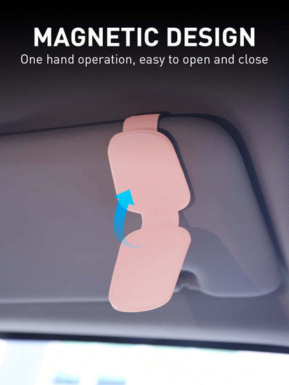 Magnetic Leather Fashion Glasses Clip, Suitable For Car Sun Visor, Eyeglasses Hook Clip, Car Interior Sun Visor Accessories