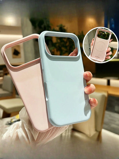 Magnetic Minimalist Light Blue Silicone Shockproof Wireless Charging Phone Case 1pc Compatible With 17 Air 16 14 13 12 15 Pro Max Plus With Velvet Camera Protection Birthday Gift Office